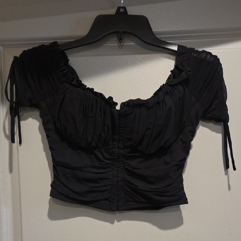Windsor Black Ruched Crop Top